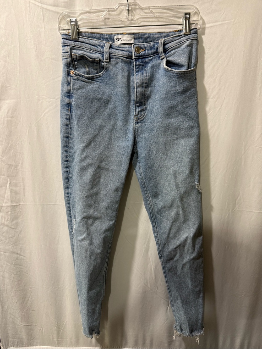 Zara Light Blue High-Rise Tapered Jeans